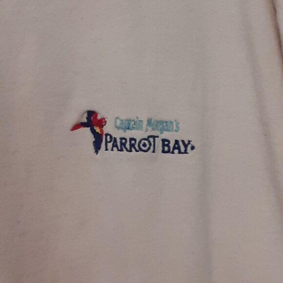 Vtg Captain Morgan Parrot Bay Adult Mens XL Beige Embroidered Henley T Shirt - Picture 2 of 9